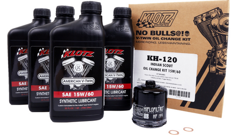 Klotz Synthetic Oil Change Kit for 2015+ Indian Scout - 15W-60 - KH-120