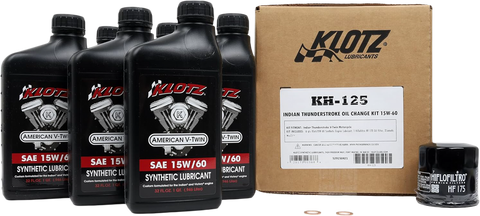 Klotz Synthetic Oil Change Kit for Indian Thunderstroke 6QT- 20W-40 - KH-125