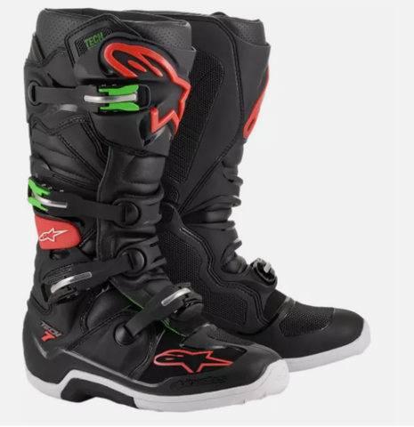 Alpinestars Tech 7 Boots - Black/Red/Green - US 11 - 2012014-1366-11 - FINAL SALE