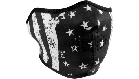 ZAN HeadGear Neoprene Half Face Mask - Black/White Vintage Flag - WNFM091H