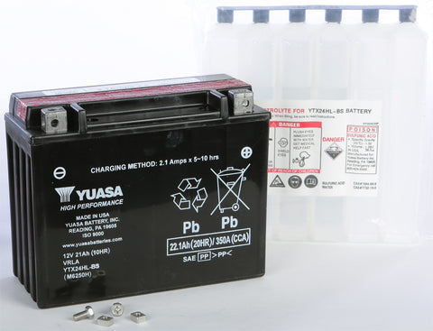 YUASA High Performance AGM Maintenance-Free Battery - YUAM6250H - YTX24HL-BS