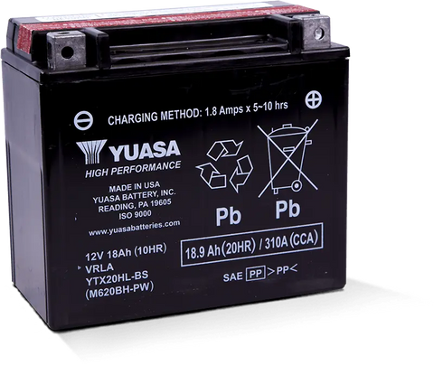Yuasa High Performance Maintenance-Free Battery 12 Volt Battery - YUAM620BH-PW - YTX20HL-BS-PW