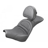 Saddlemen Ultimate Comfort Explorer 2-Up Seat with Driver Backrest for 2018-22 Harley Softail Street Bob/Standard - Black/Smooth Stitched - 818-30-030