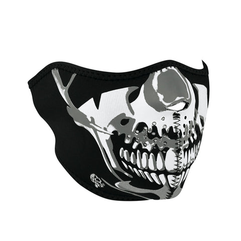 ZAN HeadGear Neoprene Half Face Mask - Black - Chrome Skull - WNFM0023H