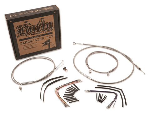 Burly Brand B30-1065 - 18-inch Braided Cable/Line Kit for Harley-Davidson - Stainless