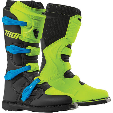 THOR Blitz XP Riding Boots for Men - Flo Green/Black - Size 12