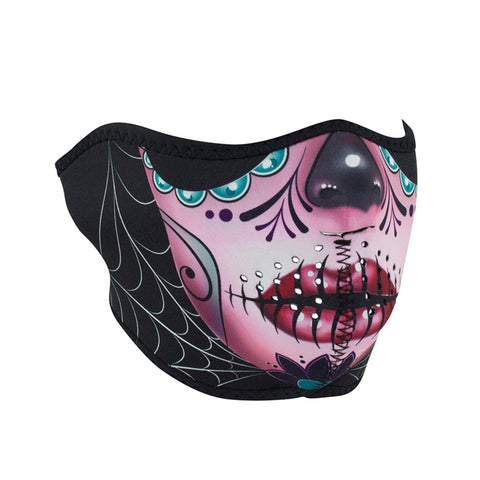 ZAN HeadGear Neoprene Half Face Mask - Sugar Skull - WNFM082H