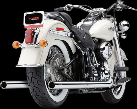 Cobra 6985 True Duals Exhaust for 2007-11 Harley Softail models - Chrome - Billet Tips