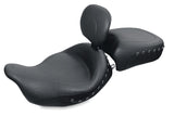 Mustang Super Touring Wide Solo Seat with Backrest for 2008-20 Harley Touring - Black-Pearl Suds - 79448