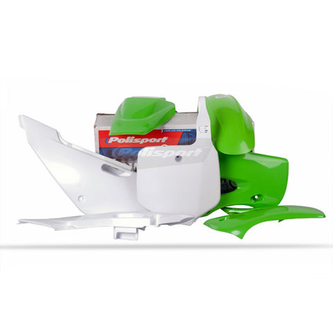 Polisport MX Complete Replica Plastics Kit for 2002-09 Kawasaki KLX110 - OE Green/White - 90056