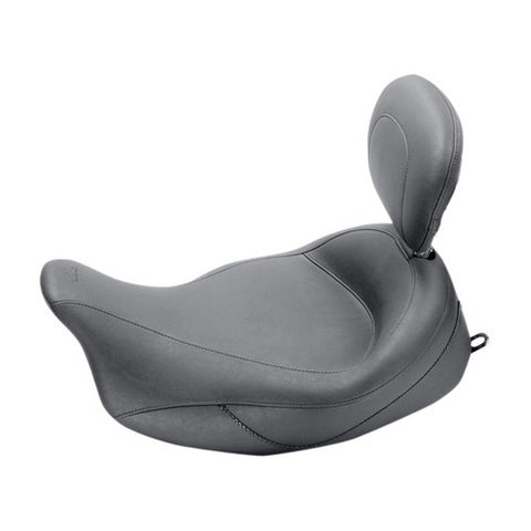 Mustang Super Touring Wide Solo Seat with Backrest for 2008-20 Harley Touring Models - 79446