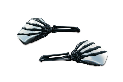 Kuryakyn 1764 - Skeleton Hand Mirrors with Black Stems and Chrome Heads