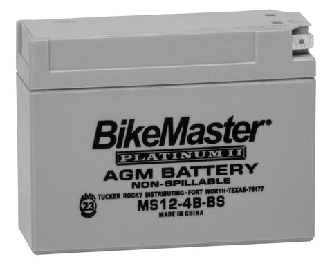 BikeMaster AGM Platinum II Battery - 12 Volt - MS12-4B-BS
