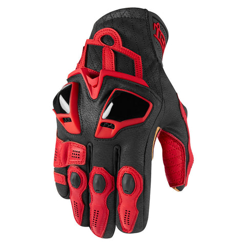 ICON Hypersport Short-Cuff Riding Gloves for Men - Red - Medium