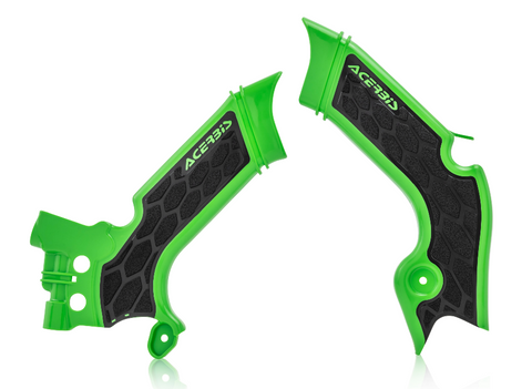 Acerbis X-Grip Frame Guards for Kawasaki KX models - Green/Black - 2742601089