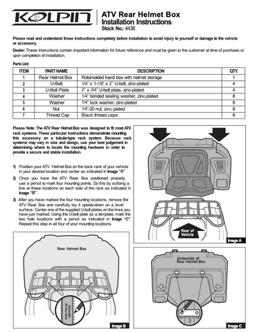 Kolpin 4438 2024 atv rear lounger