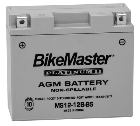 BikeMaster AGM Platinum II Battery - 12 Volt - MS12-12B-BS