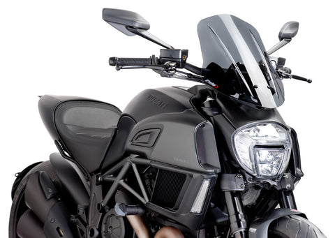 Puig Naked Gen Touring Windscreen for 2014-18 Ducati Diavel - Dark Smoke - 7570F