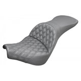 Saddlemen Explorer 2-Up Seat for 2018-22 Harley Softail Street Bob/Standard - Black/Lattice Stitched - 818-30-029LS
