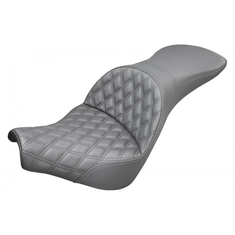 Saddlemen Explorer 2-Up Seat for 2018-22 Harley Softail Street Bob/Standard - Black/Lattice Stitched - 818-30-029LS
