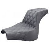 Saddlemen Step-Up 2-Up Seat for 2018-22 Harley Softail Fat Bob - Black/Lattice Stitched - 818-28-175