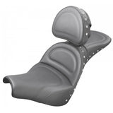 Saddlemen Explorer Special 2-Up Seat with Driver Backrest for 2018-22 Harley Softail Street Bob/Standard - Black/Studded - 818-30-040