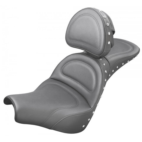 Saddlemen Explorer Special 2-Up Seat with Driver Backrest for 2018-22 Harley Softail Street Bob/Standard - Black/Studded - 818-30-040