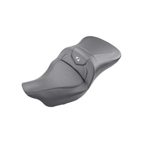 Saddlemen Roadsofa Extended Reach 2-Up Seat for 2008-22 Harley FL Touring models - Black/Pillow Top - 808-07B-186