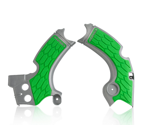 Acerbis X-Grip Frame Guards for Kawasaki KX250 - Silver/Green - 2657591417