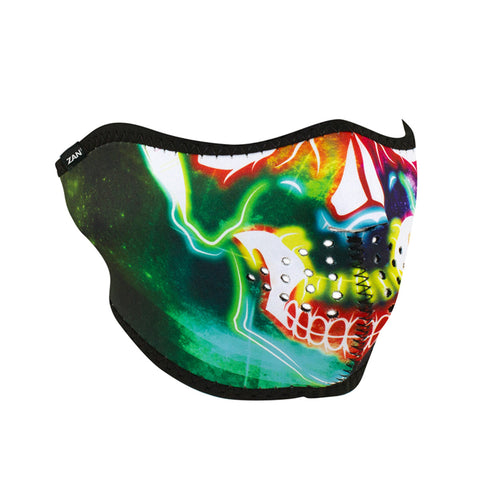 ZANHeadgear Neoprene Half Face Mask - Neon Skull - WNFM098H