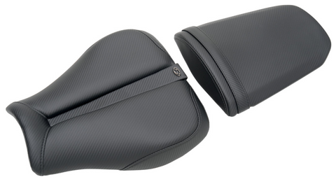 Saddlemen Track Solo Seat with Matching Pillion Cover for 2008-16 Honda CBR1000RR - Black/Carbon Fiber - 0810-H013
