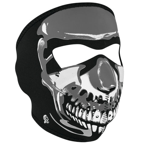 ZAN HeadGear Neoprene Full Face Mask - Chrome Skull - WNFM023