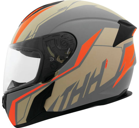 THH T810S Turbo Helmet - Grey/Orange - Large