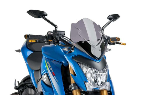 Puig Naked Bike Windscreens for 2015-19 Suzuki GSX-S1000 - Light Smoke - 7653H