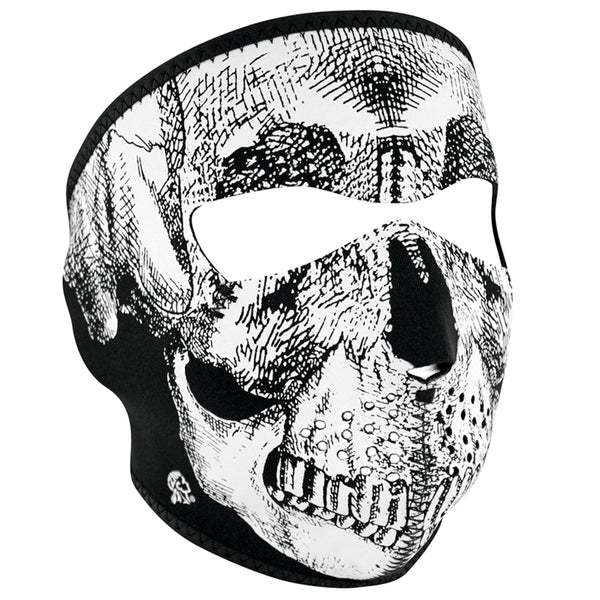 ZAN HeadGear Neoprene Full Face Mask - Black/White Skull Face