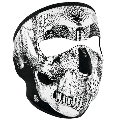 ZAN HeadGear Neoprene Full Face Mask - Black/White Skull Face - WNFM002