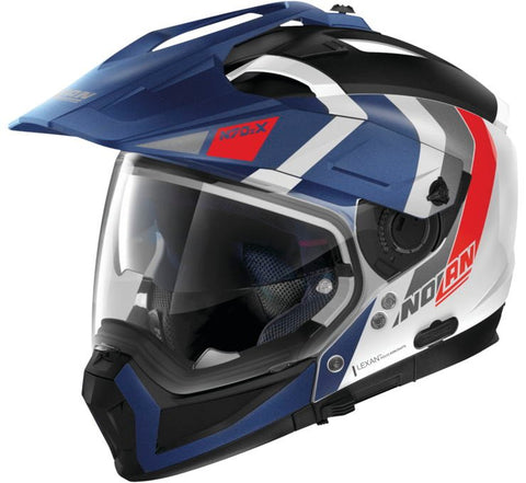 Nolan N70-2 X Decurio Helmet - Metal White/Blue/Red/Grey - Small