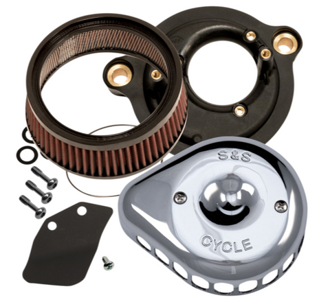S&S Mini Stealth Mini-Teardrop Air Cleaner Kit for 2017-22 Harley M8 models - Chrome - 170-0435C