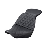 Saddlemen Explorer 2-Up Seat for 2018-22 Harley Softail Low Rider/Sport Glide - Black/Lattice Stitched - 818-29-029LS