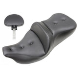 Saddlemen Roadsofa Extended Reach 2-Up Seat with Driver Backrest for 2008-22 Harley FL Touring models - Black/Pillow Top - 808-07B-183BR