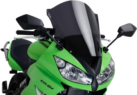 Puig Racing Windscreen for 2009-11 Kawasaki EX650 Ninja 650R - Dark Smoke - 4931F