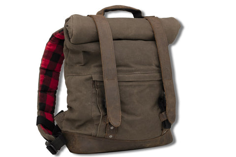 Burly Brand B15-1020D - Voyager Waxed Canvas Roll Top Back Pack - Dark Oak