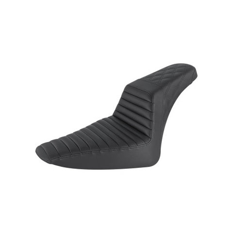 Saddlemen Step-Up 2-Up Seat for 2012-17 Harley Softail Slim - Black/Tuck and Roll with Rear Lattice Stich - 812-26-176