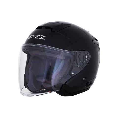 AFX FX-60 Open-Face Helmet with Face Shield - Glossy Black - Large