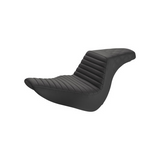 Saddlemen Step-Up 2-Up Seat for 2018-22 Harley Softail Low Rider/Sport Glide - Black/Tuck and Roll with Rear Lattice Stich - 818-29-176