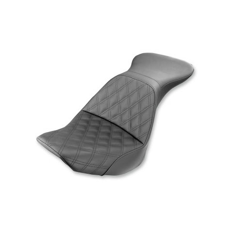 Saddlemen Explorer 2-Up Seat for 2006-17 Harley Softail Deluxe - Black/Driver Lattice Stitched - 806-15-029LS