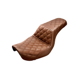 Saddlemen Step-Up 2-Up Seat for 2004-05 Harley Dyna Super Glide / Low Rider models - Brown/Lattice Stitched - 804-04-175BR