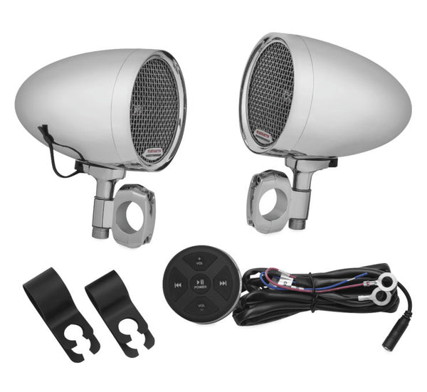 A　クリアキンスピーカー＆ブルートゥースオーディオ T14-KUR2712 Kuryakyn Road Thunder Bluetooth Speaker Pods by MTX - Chrome