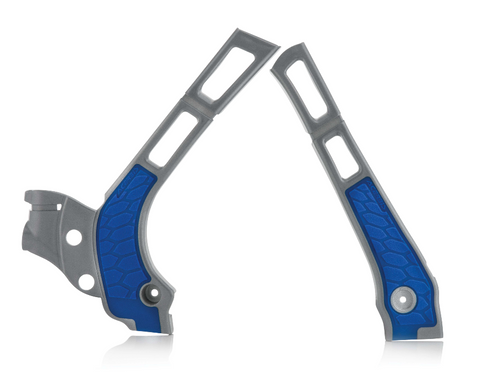 Acerbis X-Grip Frame Guards for Yamaha WR / YZ models - Silver/Blue - 2464741404