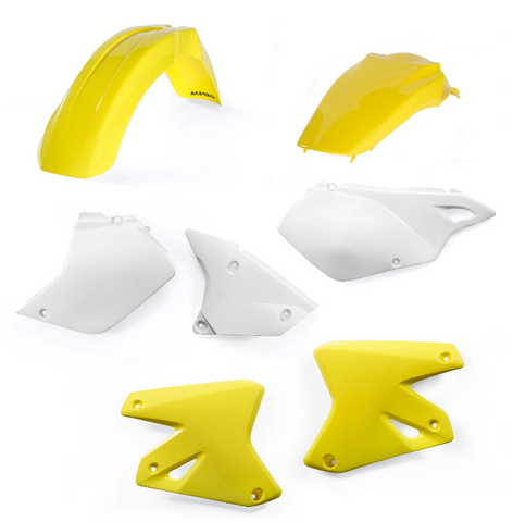 Acerbis Standard Plastic Kit for 2000-18 Suzuki DR-Z400 models - Yellow/White - 2041080206